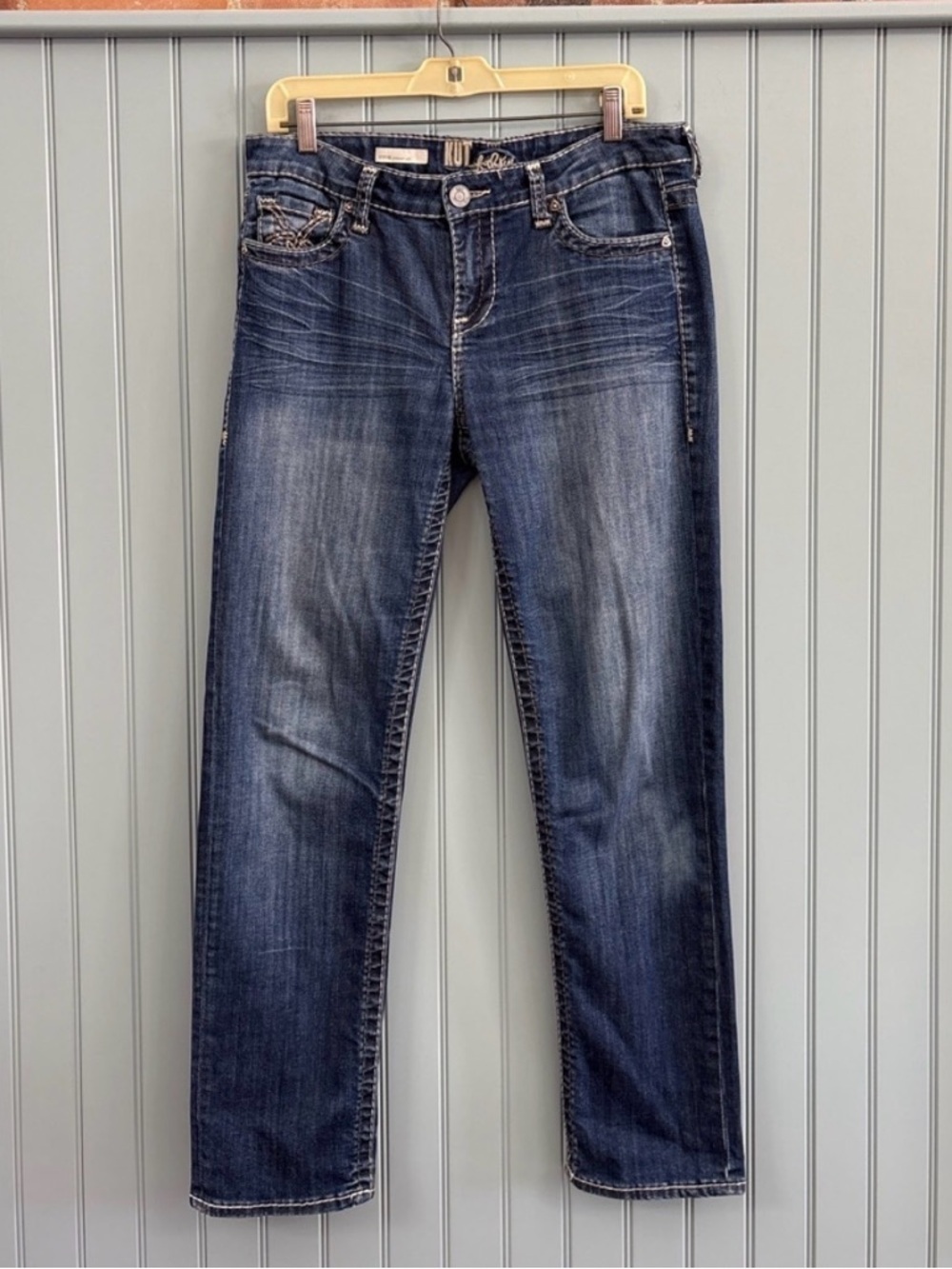 KUT from the Kloth Blue Stevie Straight Leg Jeans Size 8